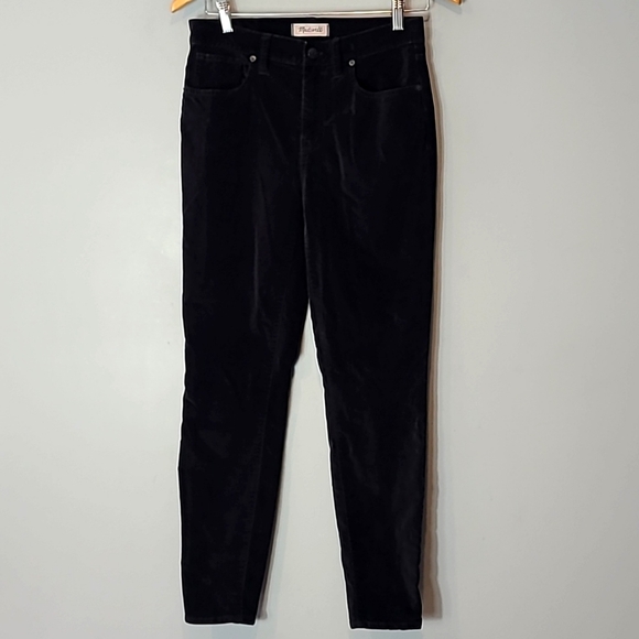 Madewell 9" black velvet high rise skinny pants Womens size 27 - Picture 1 of 9